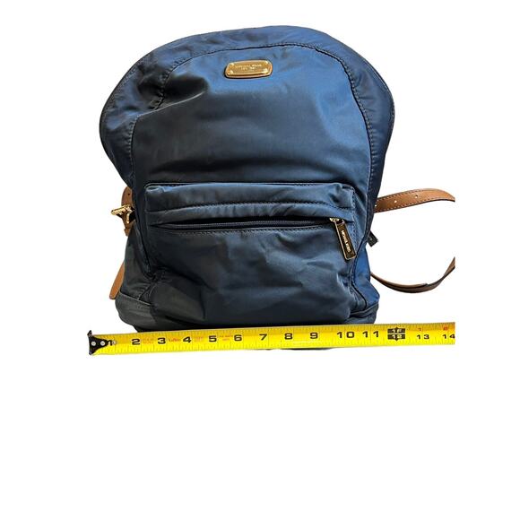 MICHAEL KORS Backpack Navy Nylon Saddle Saffiano Leather Strap Jet Set Bookbag - Picture 9 of 10